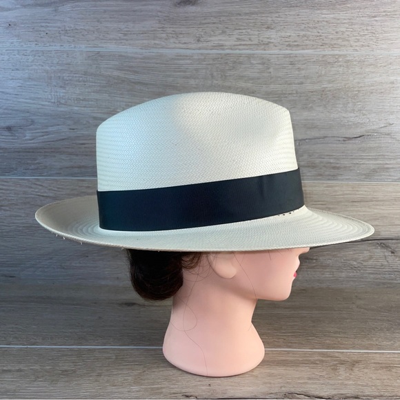 Stetson Natural Straw Feathered Fedora Panama Hat Made In Mexico X-Large EUC! - Picture 3 of 9
